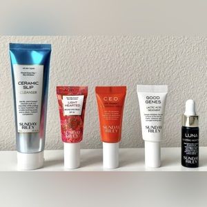 SUNDAY RILEY 5p Ceramic Slip CEO VitC Serum Good Genes Light Hearted SPF